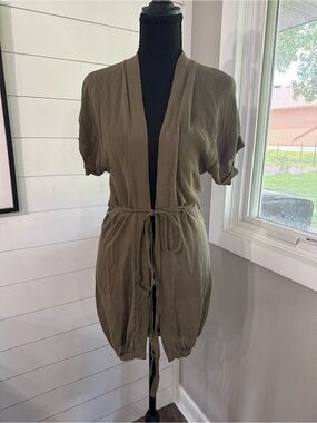 Sauvage Women's 100% Silk Swim Coverup Olive Small